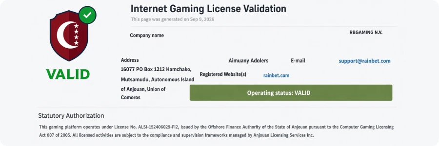 Anjouan gaming licence and regulatory status_