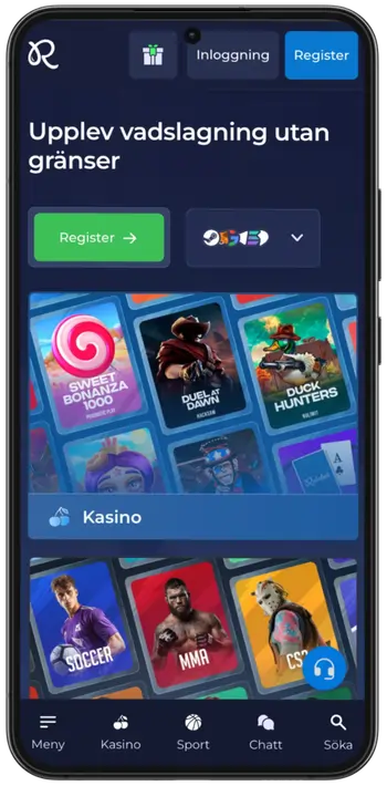 Rainbets officiella webbplats öppen i en webbläsare_