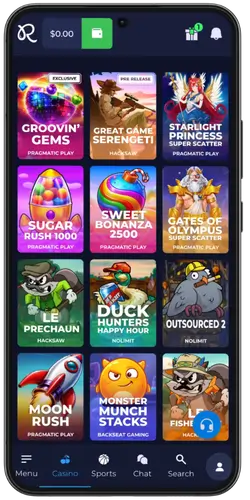 Slots library with titles from Pragmatic Play, Hacksaw and Nolimit